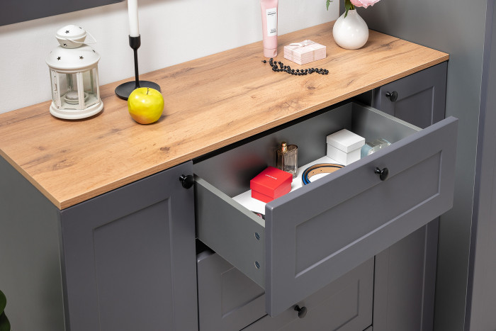 Остин Прихожая 38, цвет серый графит/дуб крафт золотой, ШхГхВ 240х54,3х229,6 см., универсальная сборка