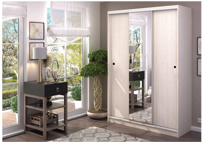 Шкаф-купе Альянс 2000 (Венге / дуб беленый)