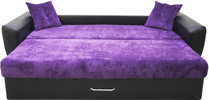 Диван-кровать Амстердам Люкс, 150х195, еврокнижка, независимый пружинный блок, велюр/экокожа, фиолетово-черный