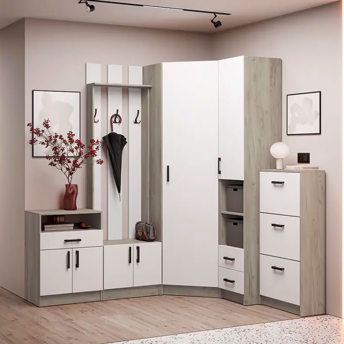 мс для прихожей Вега ВШ-2 дуб крафт серый/белый