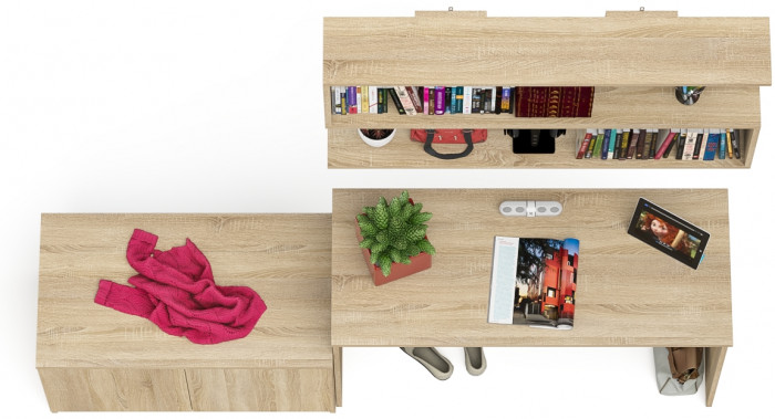 Мори письменный стол МСП1200.1 + Тумба МА900.1 + Полка 1200, дуб сонома