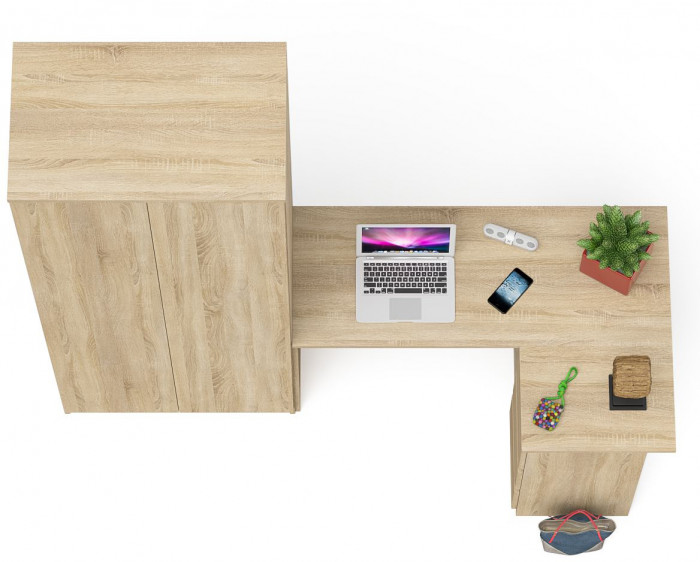 Мори Стол компьютерный МС-16 правый + Шкаф МШ800.1, цвет дуб сонома, ШхГхВ 204,8х84,9х209,6 см., выдвижные ящики справа, НЕ универсальная сборка