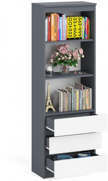 Мори Стеллаж МСТ600.3, графит/белый