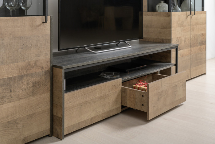 Трувор Гостиная 053, цвет дуб гранж песочный/интра, ШхГхВ 344,6х45,4х195 см., универсальная сборка