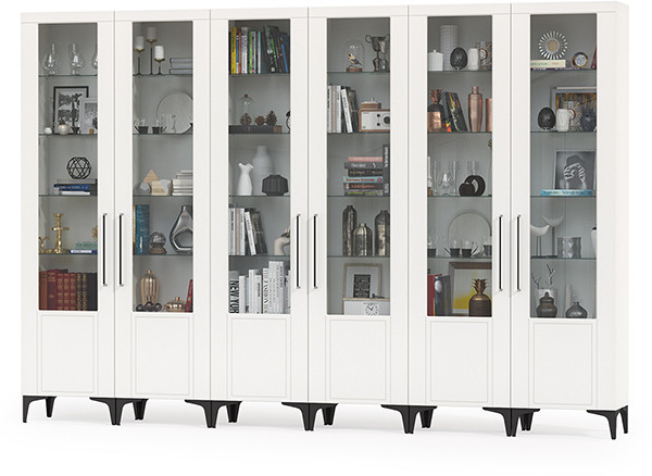 Валенсия Гостиная № 132, ЛДСП белый шагрень/МДФ белый шагрень