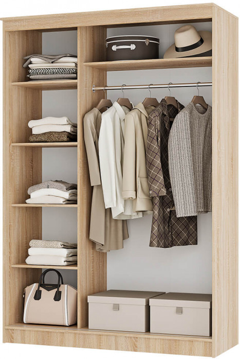 "Сакура" шкаф-купе 1,5м (1500х2216х610) дуб сонома/белый