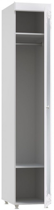 Шкаф-пенал 1дв. (гл.560) с зеркалом Италия ИТ-34 белое дерево