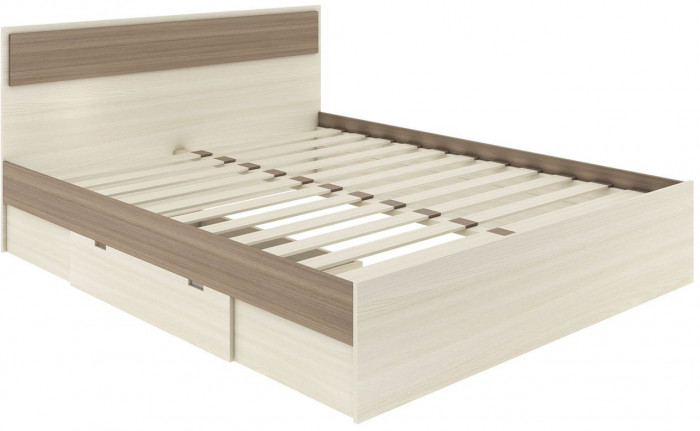 NEXT 73 Кровать двуспальная с ящиком 1600 Ясень Шимо темный / Ясень Шимо светлый