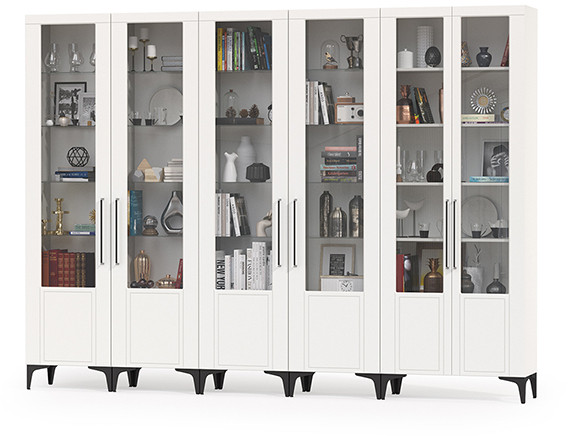 Валенсия Гостиная № 133, ЛДСП белый шагрень/МДФ белый шагрень