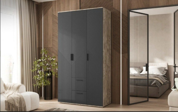 Сильвия Шкаф 3-х створчатый 1200, Браш Графит/Дуб Юкон