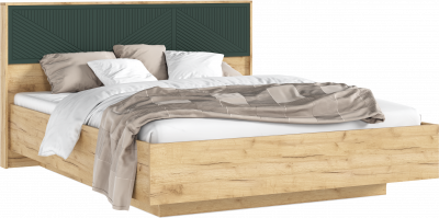 Сильвия Кровать парящая 1,6м с ПМ Браш Мени Грин/Дуб Крафт, Дуб Крафт