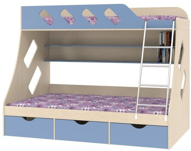 Дельта-20.01 Детская двухъярусная кровать с лестницей (Желтый, Белый)