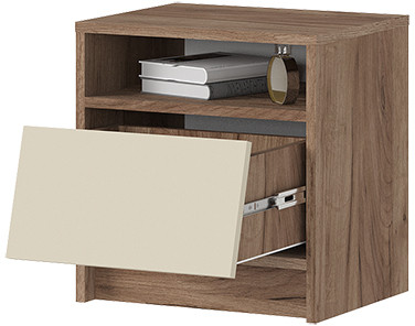 РЕЙН ТБ 01 Тумба прикроватная (416х440х370) Фасад КАШЕМИР/Корпус ДУБ КРАФТ ТАБАЧНЫЙ