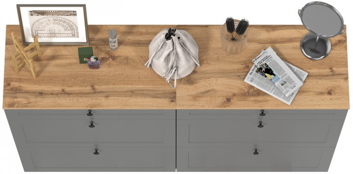 Остин 16.121 Тумба для обуви + 16.121 Тумба для обуви, цвет серый графит/дуб крафт золотой, ШхГхВ 160х41,6х99,3 см.