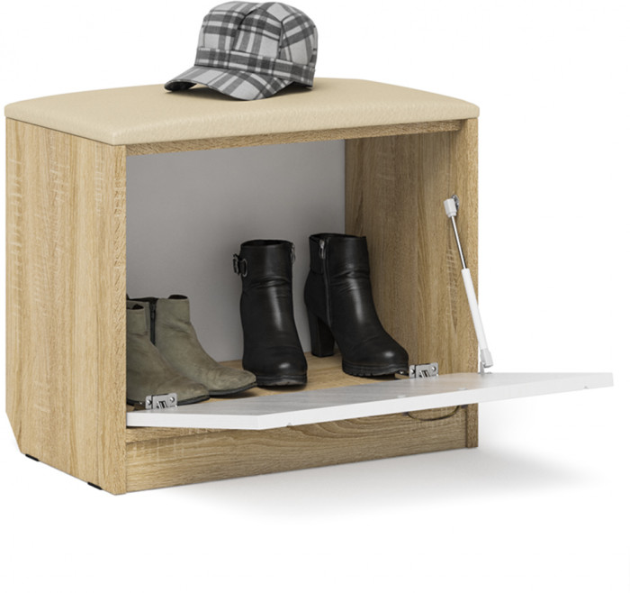 Прихожая П-6 Тумба, цвет дуб сонома/фасады МДФ белое дерево фрезеровка прованс, ШхГхВ 60х35х50 см.