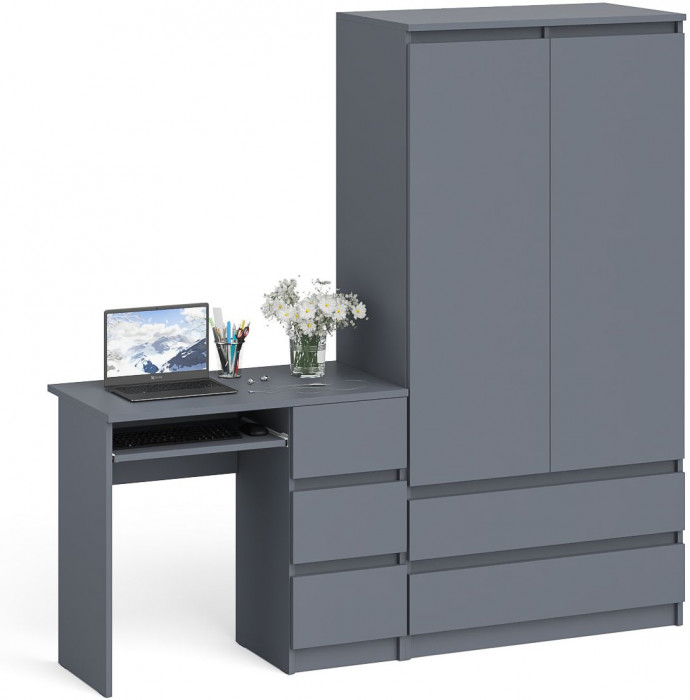 Мори Стол компьютерный МС-6 правый + Шкаф МШ900.1, цвет графит, ШхГхВ 180,4х50,4х179,6 см., выдвижные ящики справа, НЕ универсальная сборка
