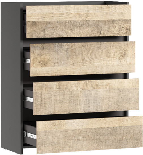 Комод Денверя 4Я800, Графит, Дуб гранж песочный