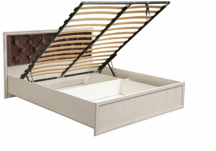 Кровать двуспальная 06.121-01 Габриэлла (1400) с подъемным механизмом вудлайн кремовый/сандал белый