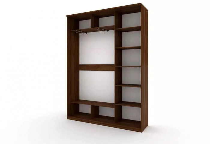 Шкаф купе Модерн 1776х450 3-х дверный 2-х секционный зеркальный с пескоструем №4 венге