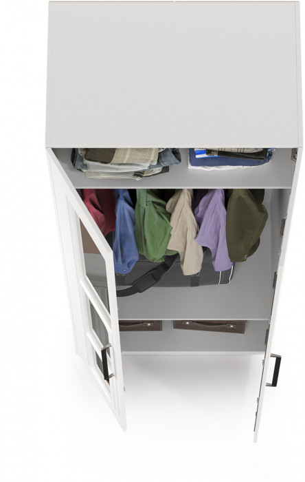 Валенсия Спальня 13.329 Шкаф для одежды, цвет ЛДСП белый шагрень/МДФ белый шагрень, ШхГхВ 84х54,2х225,3 см.