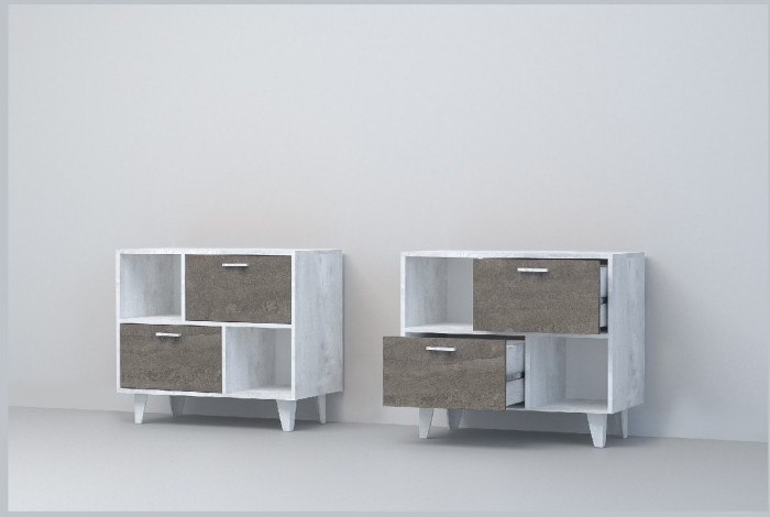 Эго Тумба Т-1 НГ (Глянец Белый/Бетон Светлый)