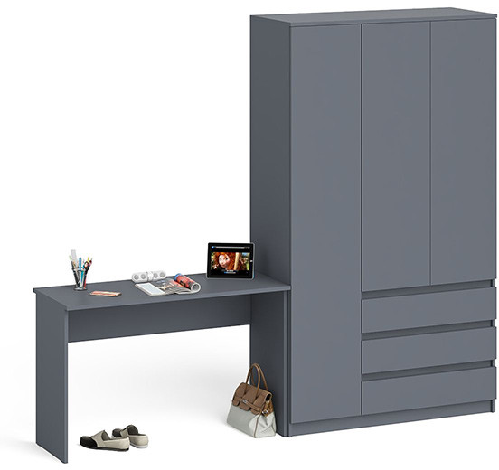 Мори Стол письменный МСП1200.1 + Шкаф МШ1200.1, цвет графит, ШхГхВ 240,8х50,4х209,6 см., универсальная сборка
