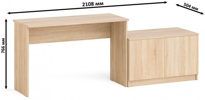 Мори письменный стол МСП1200.1 + Тумба МА900.1, дуб сонома