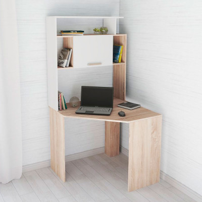 Стол компьютерный Квартет-12 (1752*900*900) Дуб Сонома, Белый