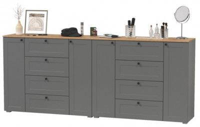 Остин 16.221 Комод + 16.221 Комод, цвет серый графит/дуб крафт золотой, ШхГхВ 240х41,9х99,3 см.