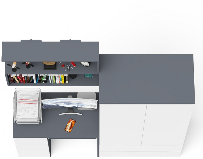 Мори компьютерный стол МС-1 левый + Шкаф МШ900.1 + Полка 900, графит/белый