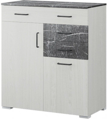 Теана комод ясень анкор светлый/МДФ мрамор дарк