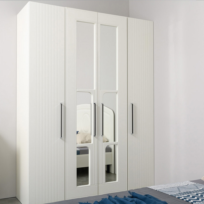 Валенсия Спальня Шкаф для одежды 4-х створчатый, цвет ЛДСП белый шагрень/МДФ белый шагрень, ШхГхВ 168х54,2х225,3 см.