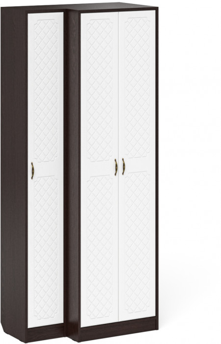 Прихожая П-6 Шкаф + Пенал, цвет венге/фасады МДФ белое дерево фрезеровка ромб, ШхГхВ 90х50х210 см., универсальная сборка