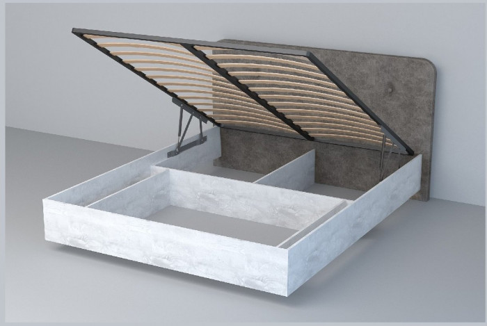 Кровать 1,4 арт.031 (Пуговицы) ПМ. (Бетон Светлый/К/з Белый Глянец)