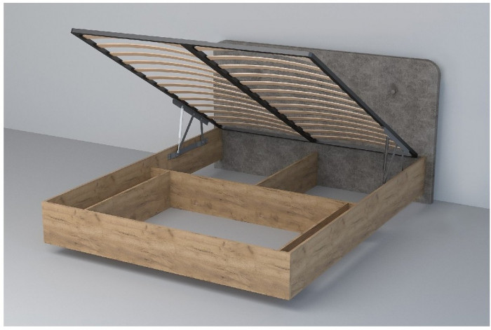 Кровать 1,4 арт.031 (Пуговицы) ПМ. (Бетон Светлый/К/з Белый Глянец)