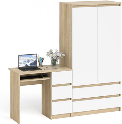 Мори Стол компьютерный МС-6 правый + Шкаф МШ900.1, цвет дуб сонома/белый, ШхГхВ 180,4х50,4х179,6 см., выдвижные ящики справа, НЕ универсальная сборка