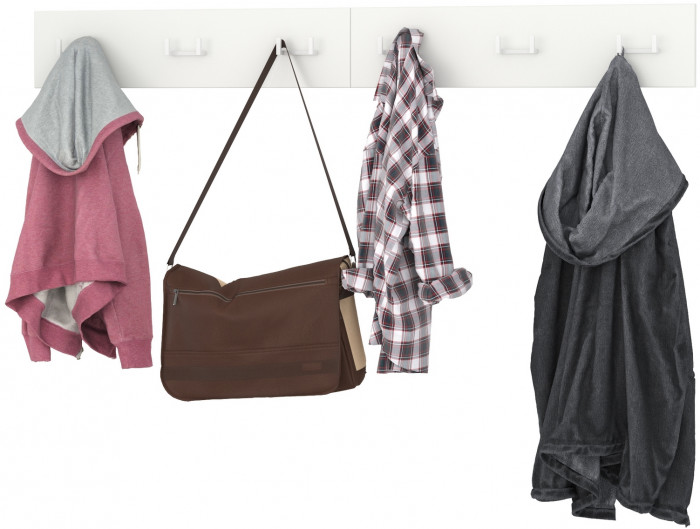 Октава 15.14.02 Вешалка + 15.14.02 Вешалка, цвет белый шагрень, ШхГхВ 129,4х4,7х15 см.