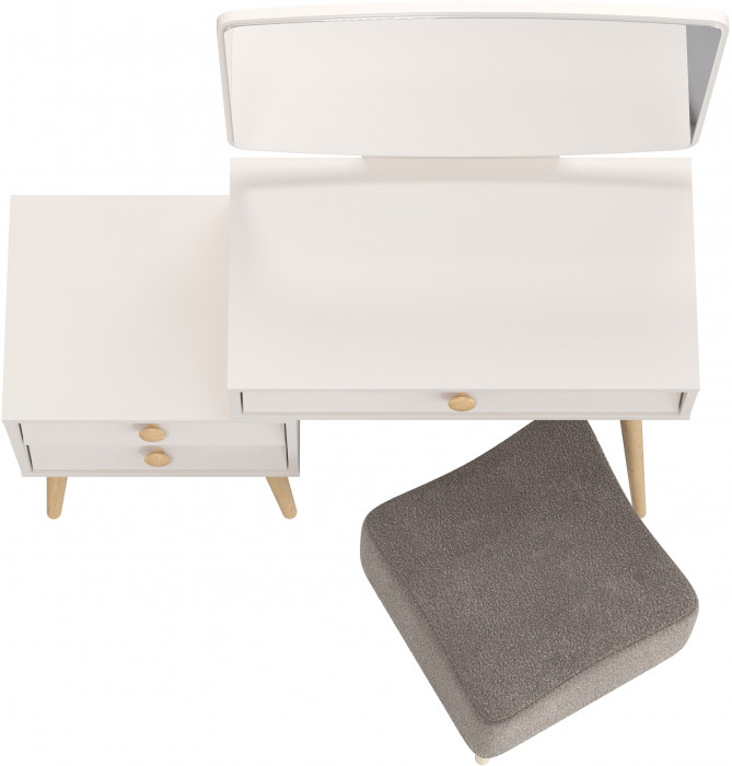 Афина Спальня 4-25901М1к.с. Трюмо + Банкетка 6-5133ТКВсерый Куби, кашемир серый/ткань серая