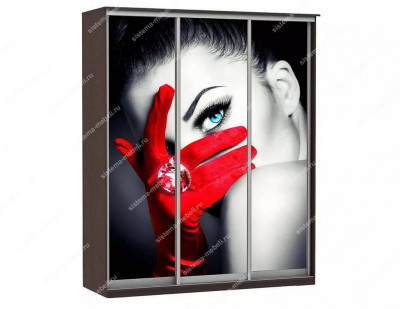Шкаф купе Модерн 1776х450 3-х дверный 2-х секционный фотопечать №1 венге