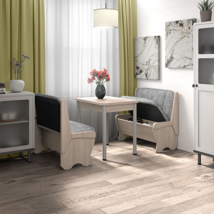 Кухонный набор скамья 950 Лотос - стол Ирис / ясень светлый/графит