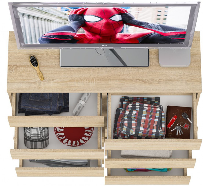 Мори Комод МК1200.10, цвет дуб сонома, ШхГхВ 120,4х41х115 см.