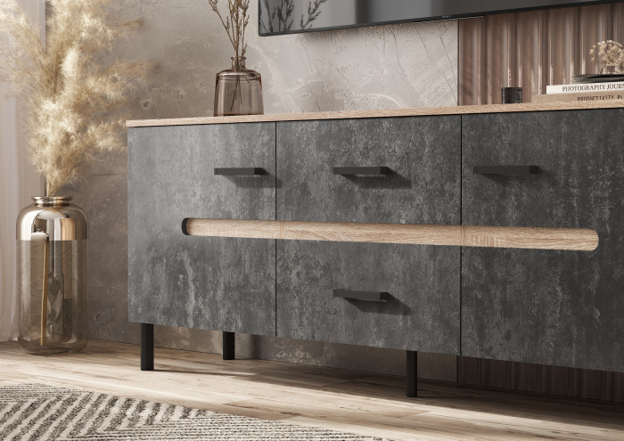 Ким Тумба ТВ (металл) Бетон графит, сонома