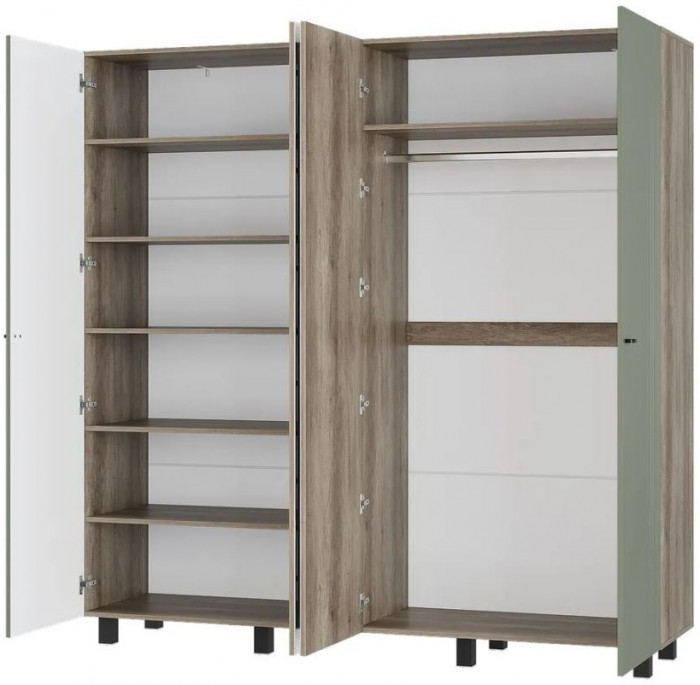 "Олива" ШК-13 Шкаф 4-х створчатый Дуб каньон/MF12 эвкалипт софт