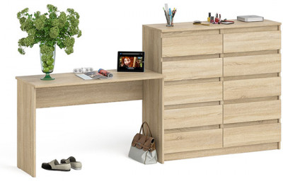 Мори Стол письменный МСП1200.1 + Комод МК1200.10, цвет дуб сонома, ШхГхВ 240,8х50х115 см., универсальная сборка