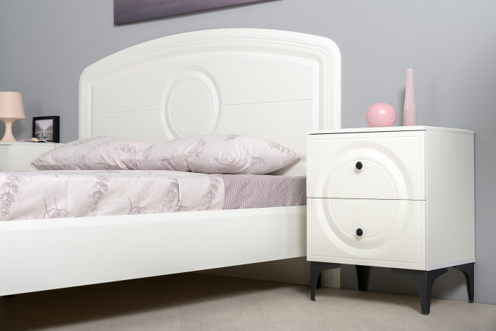 Валенсия Спальня № 03, цвет ЛДСП белый шагрень/МДФ белый шагрень, ортопед есть, сп. м. 1600х2000 мм., б/м