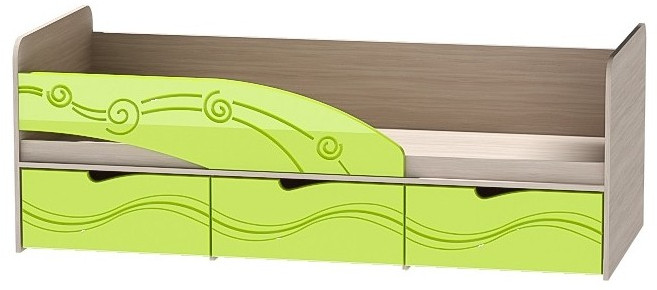 Детская кровать Бриз-3 80х190, волна (Антарктида/Белый/Левый)