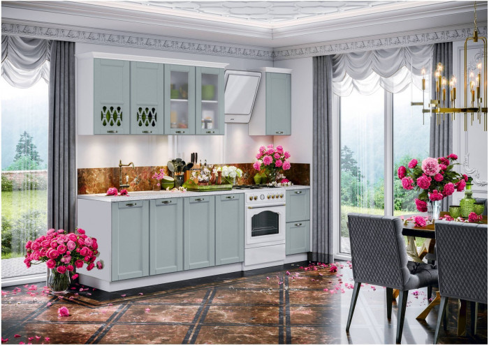 Кухня МДФ 2000 Милано Компоновка №2 (Белый, Белый)