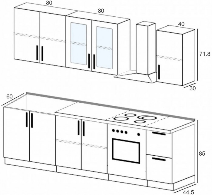 Кухня МДФ 2000 Милано Компоновка №2 (Белый, Белый)