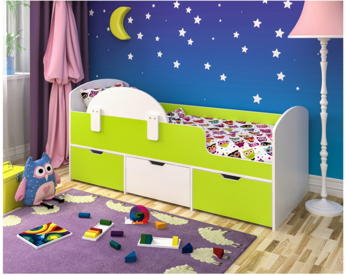 Кровать Малыш Мини (Дуб молочный/Ирис)