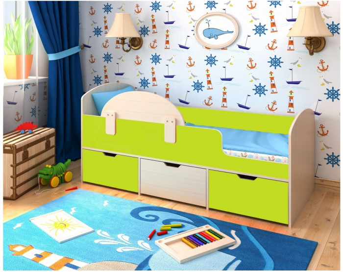 Кровать Малыш Мини (Дуб молочный/Ирис)